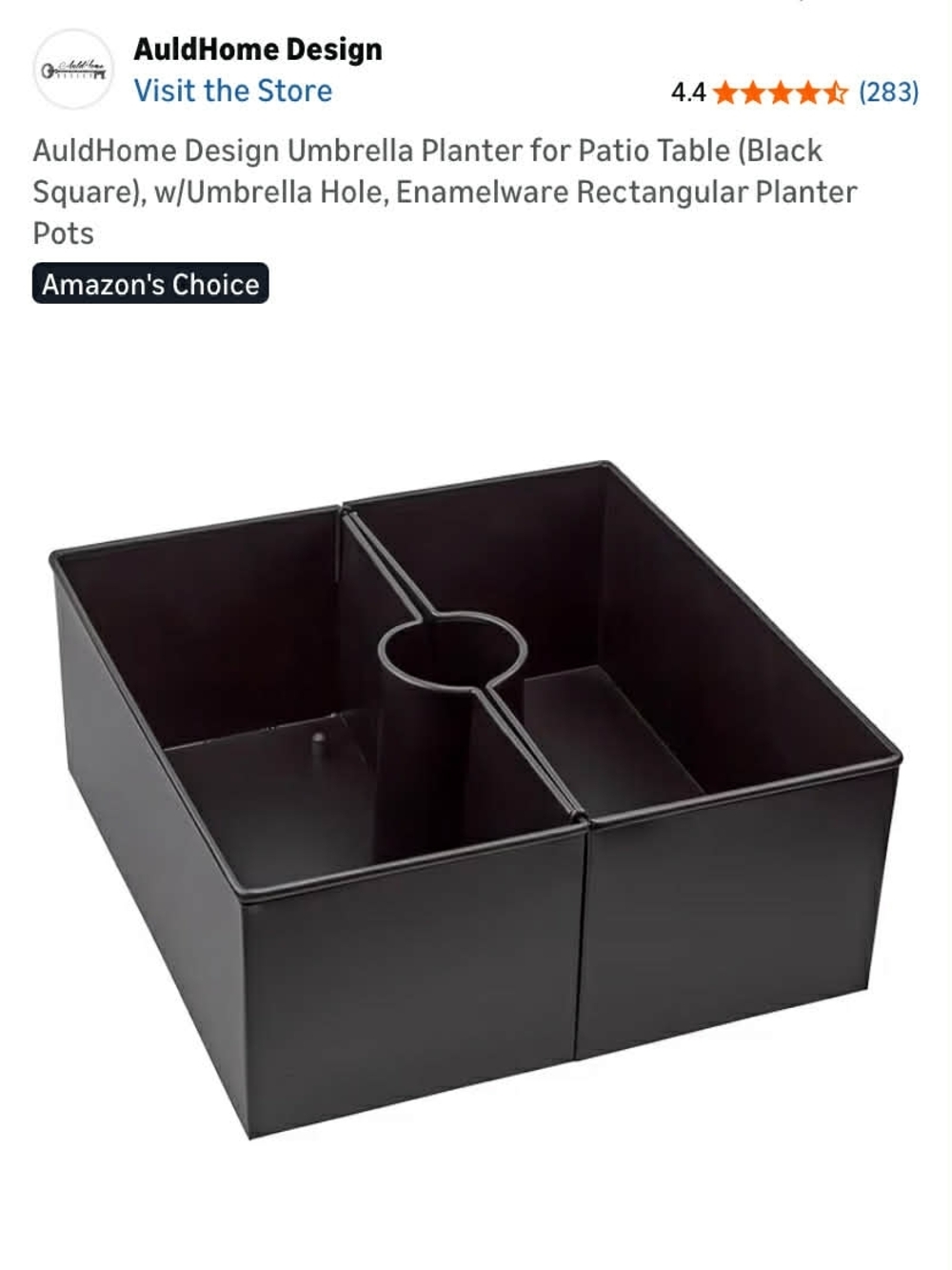 AuldHome Design Black Enamel Umbrella Planter
